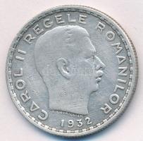 Románia 1932. 100L Ag "II. Károly" (londoni veret) T:F karc Romania 1932. 100 Lei Ag "Carol II" (minted in London) C:F scratch Krause KM#52