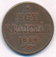 1848. 1kr Cu enyhén félrevert T:XF patina Adamo B1