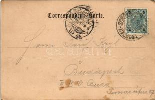 1903 Opava, Troppau; Oberring mit Theater / street view, theatre, café, shops of Glassner, J. Feitzi...