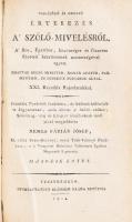 Fábián József: Visgálódó és oktató értekezés a szőlő-mívelésről. A bor, égettbor, közönséges és fűszeres etzetek készitésének mesterségével együtt. Chaptal belső minister, Rozier apátúr, Parmentier, és Dussieux polgárok által. XXI réztábla rajzolatokkal. Frantzia nyelvből fordította, és külömb-külömbféle jegyzésekkel, azok között a szőlő-czúkor, és szőlőmag-olaj tsinálásának módjával megtoldotta nemes - -. 1-2. kötet. Veszprém, 1813-1814., Számmer Klára betűivel, 15 sztl. lev.+488 p.+XII (rézmetszetű képtáblák, rajtuk szőlőfajták képeivel, Karacs Ferenc munkái.) t. +2 (kihajtható mellékletek) t.; 7 sztl. lev. +698 p.+ 14 sztl. lev. Sérült, hiányzó borítóval, az 1. kötet címlapja hiányzik, a 2. kötetből a metszetek (IX) és a kihajtható melléklet (1) hiányzik, foltos lapokkal, aláhúzásokkal és lapszéli jegyzetekkel. Rendkívül ritka!