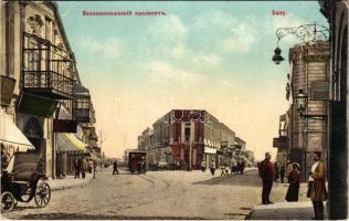 1912 Baku, street view, horse-drawn tram (wet damage)