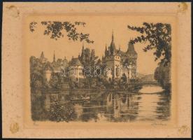 Olvashatatlan jelzéssel, klf. alkotók, 3 db rézkarc, 1910-40 körül: Vajdahunyad, Bp.; Budai várpalot...