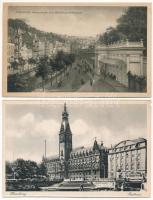 21 db RÉGI külföldi város képeslap vegyes minőségben / 21 pre-1945 mostly European town-view postcards in mixed quality