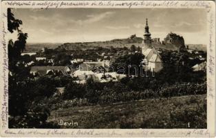 1928 Dévény, Theben a. d. Donau, Devín (Pozsony, Bratislava); várrom, templom / castle ruins, church. photo (fl)