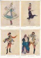 Der Zigeunerbaron / A cigánybáró - 4 db régi képeslap Johanna Plak rajzaival / The Gypsy Baron - 4 pre-1945 postcards with the drawings of Johanna Plak