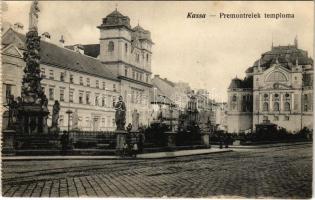 Kassa, Kosice; Premontreiek templom, Szentháromság szobor, színház. Varga Bertalan kiadása / church, Trinity statue and theatre (EK)