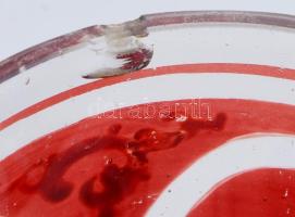 Emlékpohár. cca 1850, Parád, bíborpácolt, zománcfestett üveg, pácolással kialakított medalionokban &...