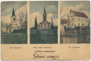 1918 Alap, Alsóalap (Mezőföld); Református, római katolikus és izraelita templom, zsinagóga / synagogue (EB)