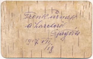 1917 Feldpostkarte / Első világháborús magyar katonai tábori posta valódi nyírfakéregből / WWI K.u.k. military field post made of birch tree bark + "K.u.k. Tel. Abt. 6. Feldpost 459."