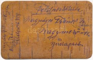 1917 Feldpostkarte / Első világháborús magyar katonai tábori posta valódi nyírfakéregből / WWI K.u.k...