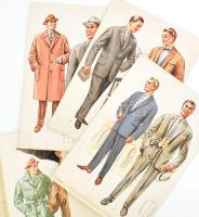 1961 Elegancia - férfi divat. 16 db színes képtáblát tartalmazó mappa. Bp., Minerva (Plakát és Címke...