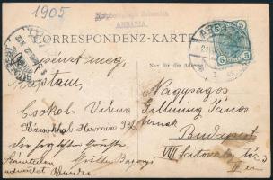 1905 Abbáziai fürdőzők csoportképe, elküldött fotólap, 9×13,5 cm