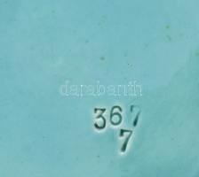 Szecessziós dísztál, áttört és szőlő mintával, kis kopással, sorszámmal, d: 19,5 cm