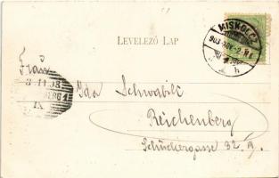 1903 Miskolc, Széchenyi utca, villamos, Rosenberg Gyula szőnyeg áruháza, üzletek. Vadász M. kiadása