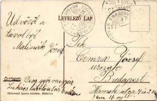 1910 Diósgyőr (Miskolc), Lonczai utca részlet és a postahivatal. Grünwald Ignác kiadása