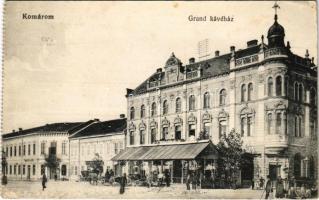 Komárom, Komárnó; Grand Kávéház, piac. Spitzer Sándor kiadása / cafe, market + "K.k. Landsturm Bataillon No. 56. 3. Kompagnie" (fa)