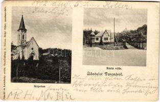 1902 Tarcsa, Tarcsafürdő, Bad Tatzmannsdorf; Mária villa, Kápolna. Frankl és Ledofszky utóda kiadása, Salgó Péter amateur felv. / Kapell, Villa / chapel and villa (vágott / cut)