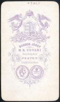 cca 1872 Férfiportré, keményhátú fotó Borsos József pesti műterméből, 10,5×6,5 cm