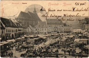 1905 Brassó, Kronstadt, Brasov; Főpiac, Wilhelm Scherg, Nicolae Dusoiu, Albina, J.L & A. Hesshaimer és Bruder Hornung üzlete, fogorvos / Marktplatz, Gewerbehalle / market square, shops, dentist (EK)