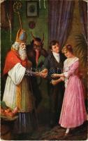 Christmas. Krampus and Saint Nicholas. O.K.W. 1633-1. (fa)