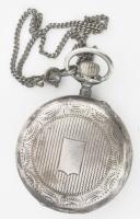 Anker járatos zsebóra ezüst (Ag) tokkal, sérült, üveg és mutató nélkül, d: 50 mm