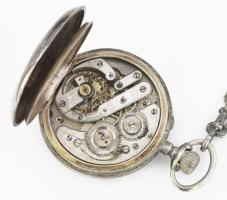 Anker járatos zsebóra ezüst (Ag) tokkal, sérült, üveg és mutató nélkül, d: 50 mm