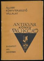 1972 ÁKV antikvár könyvek katalógusa VI. 1972. november 11-12. Bp., ÁKV. Kiadói papírkötés, kissé kopott borítóval.