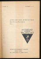 1972 ÁKV antikvár könyvek katalógusa VI. 1972. november 11-12. Bp., ÁKV. Kiadói papírkötés, kissé ko...