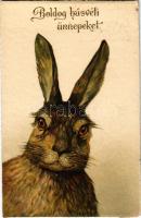 1930 Boldog húsvéti ünnepeket / Easter greeting art postcard with rabbit (EB)