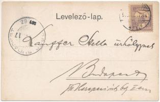 Pöstyén, Piestany; Király sor este. A. Bernas / Königszeile / villas at night