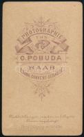 cca 1880 Férfiportré, keményhátú fotó Pobuda Károly győri műterméből, 10,5×6,5 cm
