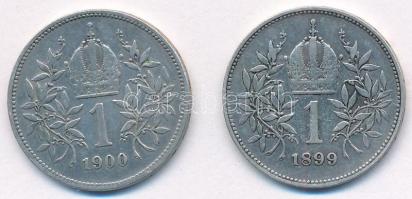 Ausztria 1899-1900. 1K Ag "Ferenc József" (2xklf) T:VF Austria 1899-1900. 1 Corona Ag &quo...