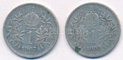 Ausztria 1902-1907. 1K Ag "Ferenc József" (2xklf) T:F Austria 1902-1907. 1 Corona Ag "...