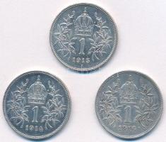 Ausztria 1914-1916. 1K Ag "Ferenc József" (3xklf) T:UNC-XF Austria 1914-1916. 1 Corona Ag ...