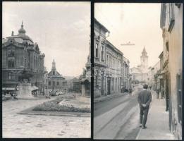 1963 Pécs, Főtér, Szentháromság-szobor, Nádor szálló, stb., 18 db fotó, 14x9 cm