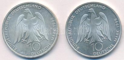 Németország 1999F 10M Ag "Goethe születésének 250. évfordulója" (2x) forgalomba nem került...