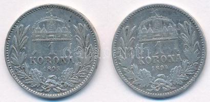 1894KB-1895KB 1K Ag "Ferenc József" (2xklf) T:F,VF patina Adamo K5