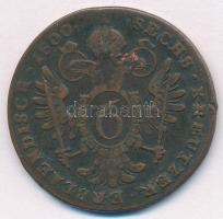 1800B 6kr Cu "I. Ferenc" T:VF,F patina Huszár: 2018, Unger III.: 1399.a