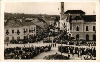 1940 Zilah, Zalau; bevonulás, Éder üzlete / entry of the Hungarian troops, shop + "1940 Zilah visszatért" So. Stpl (fa)