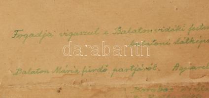 Barabás Reismann Gizella (1893-1985): Balaton, Máriafürdő. Akvarell, papír, jelzett, hátoldalán Bara...