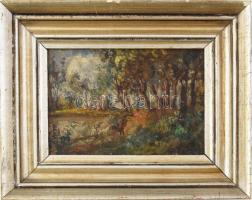 Herman Lipót (1884-1972): Fürdőzők. Olaj, karton. Jelezve jobbra lent. Hátoldalán Magyar Nemzeti Gal...