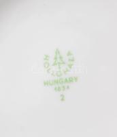 Hollóházi retró piros porcelán mokkás készlet, matricás, jelzett, kopásokkal, teljes