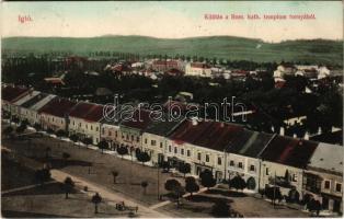 Igló, Zipser Neudorf, Spisská Nová Ves; kilátás a Római katolikus templom tornyából, divatáruház, üzletek / view from the Catholic church's tower, fashion store, shops (Rb)