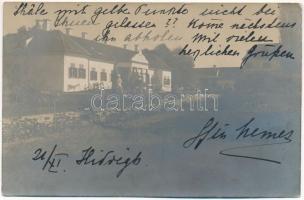 1911 Hídvég, Haghig (Háromszék); Gróf Nemes kastélya és a gróf saját levele / castle, owner's letter. Adler photo