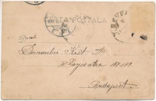 1903 Turnu Severin, Szörényvár; Parcul si Liceul Traian / school and park. Art Nouveau litho montage...