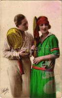 1929 Teniszező pár / Tennis player couple. Lola 7. (fa)