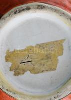 Kaspó, iparművész mázas kerámia, csurgatott mázzal, jelzés nélkül. belül is mázas, belül kis mázhibá...