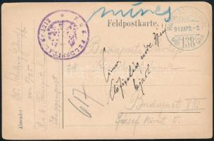 1917 Tábori posta levelezőlap K.u.K. FELDSPITAL Nr. 1212. + HP 138