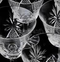 Kristály borospohár szett, 6 db, csiszolt mintával, jelzés nélkül, egyik csorba, m: 15 cm