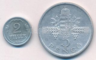 1945. 5P Al "Parlament" + 1943. 2f Al utánöntött replika T:XF,VF